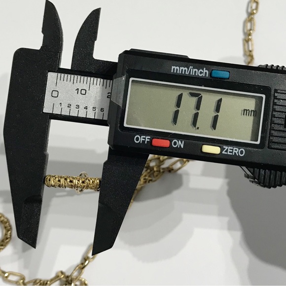 Edwardian Embellished Gold Tone Chain With Filigree Cutout Ring Opera Length 54" - Picture 3 of 14